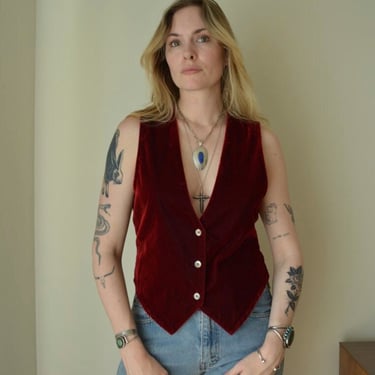 velvet vintage vest / red velvet vest / dark red velvet vest / vintage vest / vintage 90s vest / 90s vest / vest top 