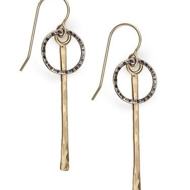 J&I Jewelry | Etched Sterling Silver + 14kgf Earring