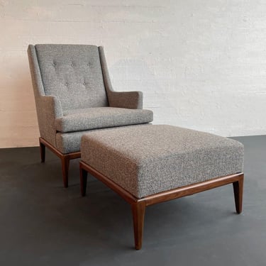 Mid-Century Modern Upholstered Lounge Chair With Ottoman