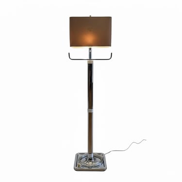 1970s Post Modern Chrome Floor Lamp with Brown Shade - Vintage 
