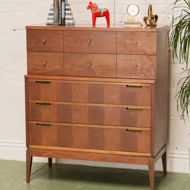 Walnut Dresser Highboy 5 Drawers