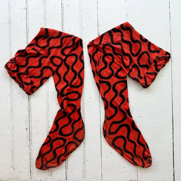 1981 Vivienne Westwood Pirate Collection Squiggle Print Cotton Stocking 