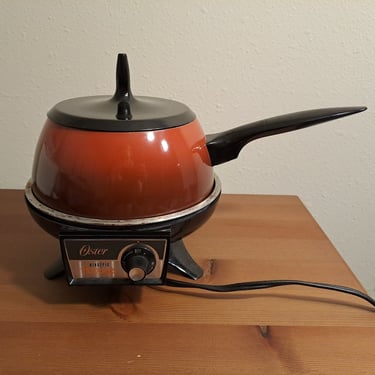 Vintage 70s Red Oster Fondue Pot & Burner - Tested and Works 