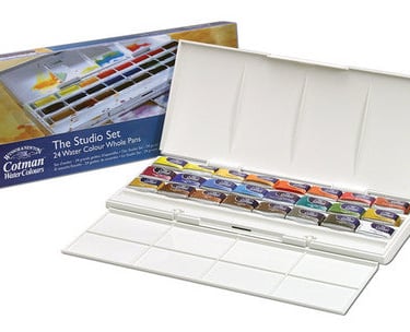 WINSOR & NEWTON COTMAN WHOLE PAN WATER COLOUR SET OF 24