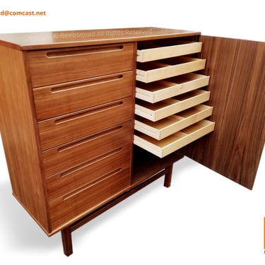 Teak Danish Modern Credenza Bedroom Dresser Gentleman’s Chest By Nils Jonsson For HJN Mobler, Mid Century Call / Text 571 330 0810 