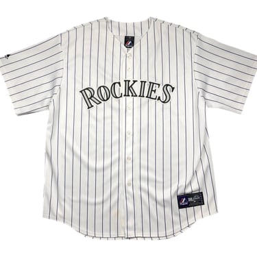 Vintage Y2K Majestic Colorado Rockies Baseball Yorvit Torrealba #8 Pinstripe Jersey Size XL/XXL 