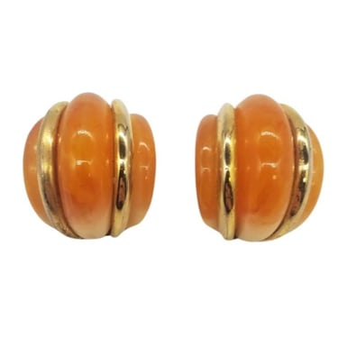 KENNETH JAY LANE Double Ribbed Domed Clip-On Earrings 