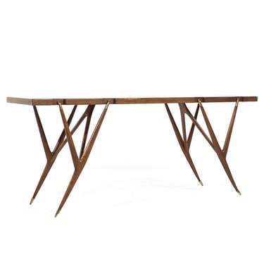Ico Parisi for Singer and Sons Mid Century Walnut and Brass Console Table - mcm 