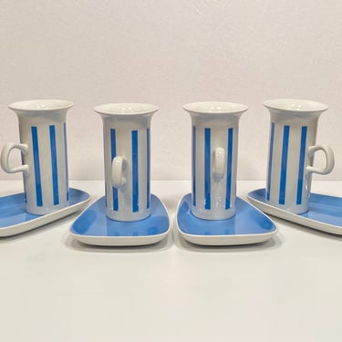 Set of Four Legardo Tackett for Schmid Porcelain Cups & Saucers 