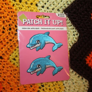 Vintage 1990s Dolphin Embroidered Patches 