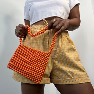70s Orange Beaded Shoulder Bag 