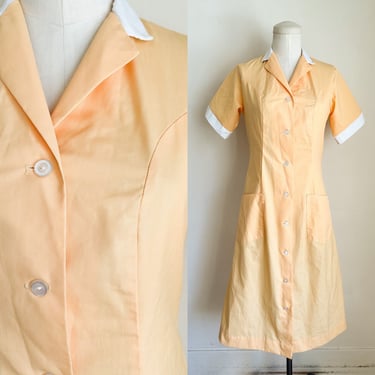 Vintage 1970s Orange Waitress Uniform Dress / XS-S 