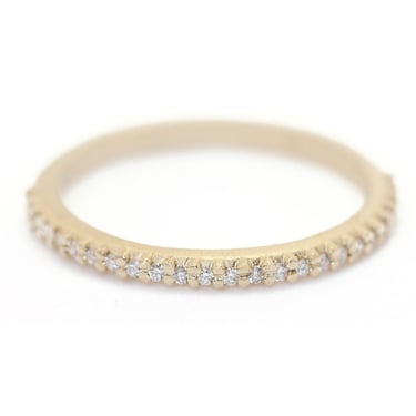 Pave Slender Band - l8k Yellow Gold + Diamonds (.l2 ctw)