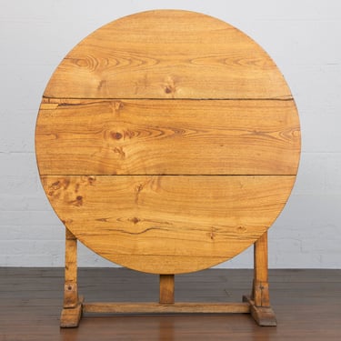 19th Century Country French Rustic Off-Round Oak Vendange or Wine Tasting Table 