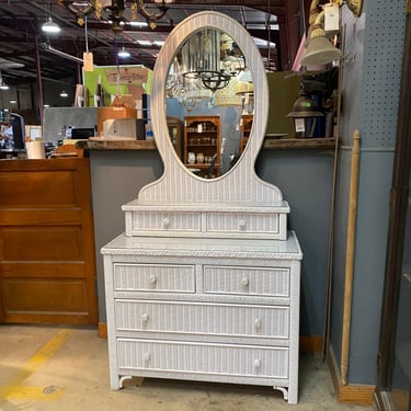 White Wicker Dresser with Mirror