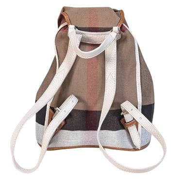 Burberry - Beige Signature Plaid Woven Canvas Drawstring Mini Backpack