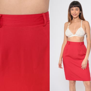 80s red pencil skirt best sale