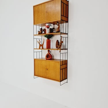 String shelf system, bookcase with 2 cabinet teak by WHB Germany, 1950s 