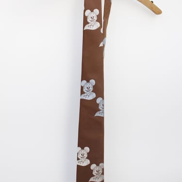 Vintage 60's Cervantes brand Mickey Mouse tie / Brown, White, Light Blue 