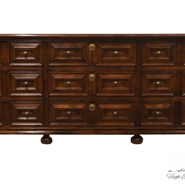 HENREDON FURNITURE Solid Walnut Rustic European Style 78" Triple Dresser 
