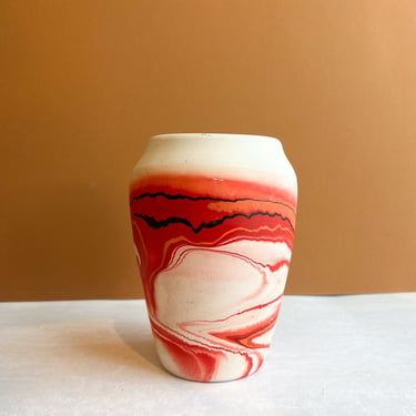 Red Swirl Nemadji Vase