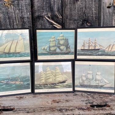 Currier and Ives Ship Art — Vintage Ship Art — Set of Ships — Vintage Nautical Art — Nautical Ship Set — Currier and Ives Art — Ship Art 