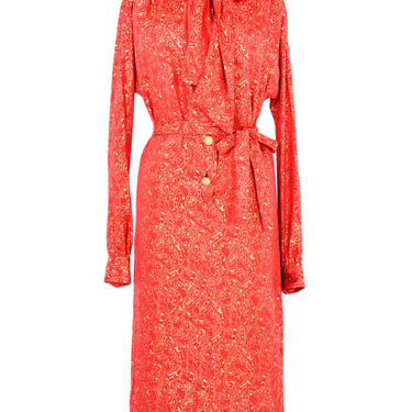 1990s Celine Red Lurex Brocade Dress