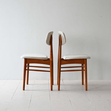 1960s Vintage Pair of Ikea Scandinavian Chairs with Upholstered Seats 