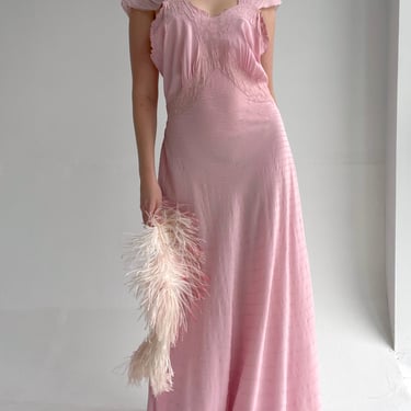 1930's Dusty Pink Silk Chiffon Gown