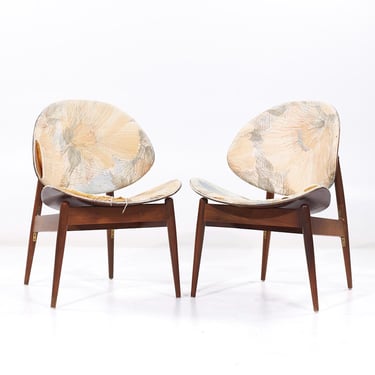 Seymour James Weiner for Kodawood Mid Century Clam Shell Chairs - Pair - mcm 