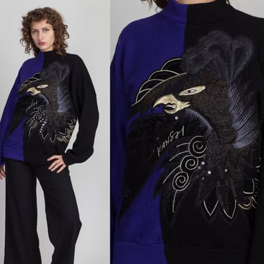 Vintage Rare Kansai Yamamoto O2 Bird Sweater - Men's Medium, Women's Large | 80s 90s Designer Color Block Knit Pullover 