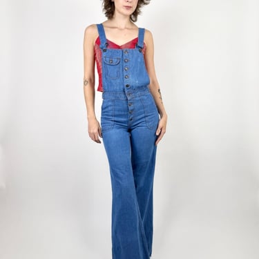 Left In Stitches 70s Denim Overalls