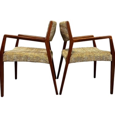 Pair of Mid Century Walnut Armchairs in the Style of Jens Risom