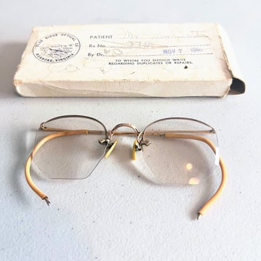 Vintage American Optical 12K Gold Fill Framed Eyeglasses with Box 1950 