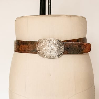 1980s Belt Leather Western Buckle M 
