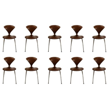 Mid Century Arne Jacobson Fritz Hansen Plycraft Teak Set 10 Stacking Chairs 
