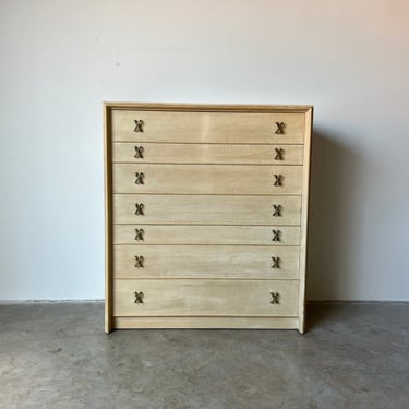 Paul Frankl Tall Dresser High Chest of Drawers With X-Pulls 