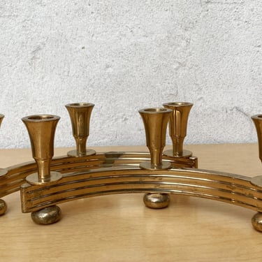 Pair Brass Deco Candlelabra Candle Stick Holders by Dirilyte #2 