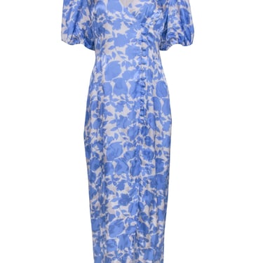 De La Vali - Light Blue Floral & Cream Dress Sz 12