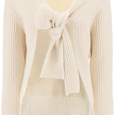 Jil Sander Ribbed Sweater With Tieable Closure Women