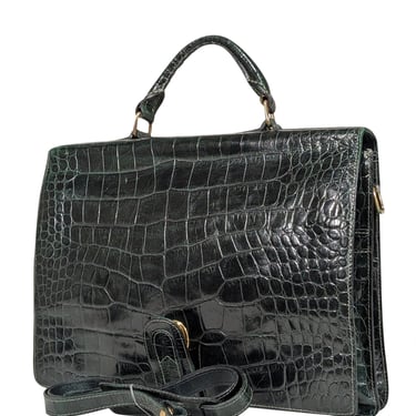 Barantani - Green Croc Embossed Crossbody Briefcase