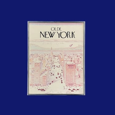 Vintage Saul Steinberg Print 1980s Retro Size 18x14 Art Deco + Olde New York + 5th Avenue + NYC Cityscape + Reproduction Art + Wall Decor 