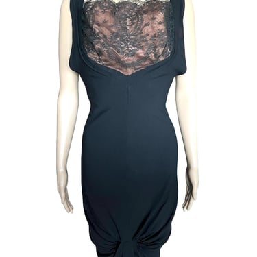 chinese dress ladies 1960s Nude Illusion Lace Ruffled Dress