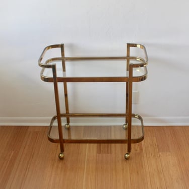 Milo Baughman Brass and Glass Bar Cart for Thayer Coggin 