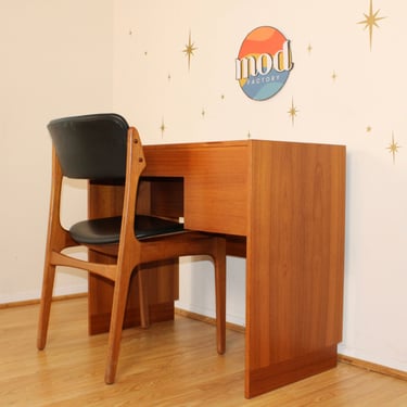 Danish Teak Flip Top Vanity w/ Mirror by Vitré