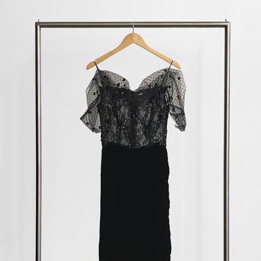 Black Velvet Embellished Cocktail Dress