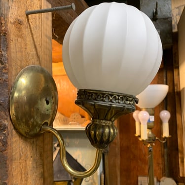 Vintage Brass Sconce With Round Glass Shade