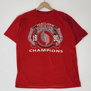 Vintage 1990s Portland Blazers Western Conference Champions T-Shirt Sz. L