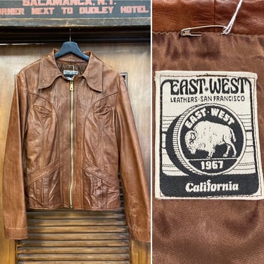 Vintage 1960’s “East West” Label Drifter Hippie Rocker Leather Jacket, 60’s Leather Jacket, 60’s East West, Vintage Clothing 