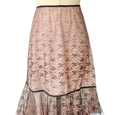 1960s Pink & Black Lace Skirt, sz. XS-M